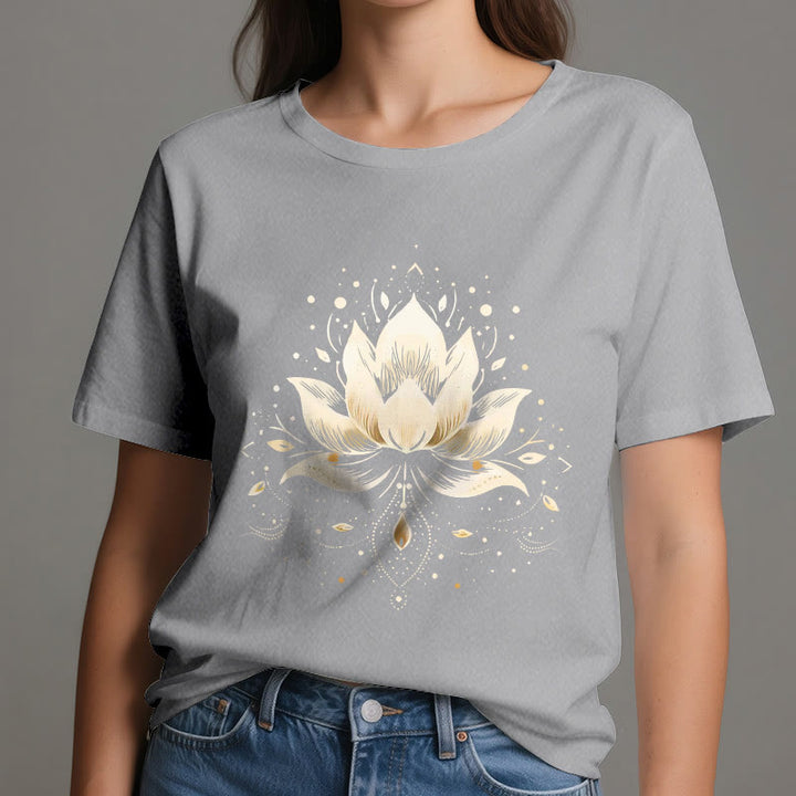 Camiseta de algodón puro con loto floreciente de Olivenorma - image 9