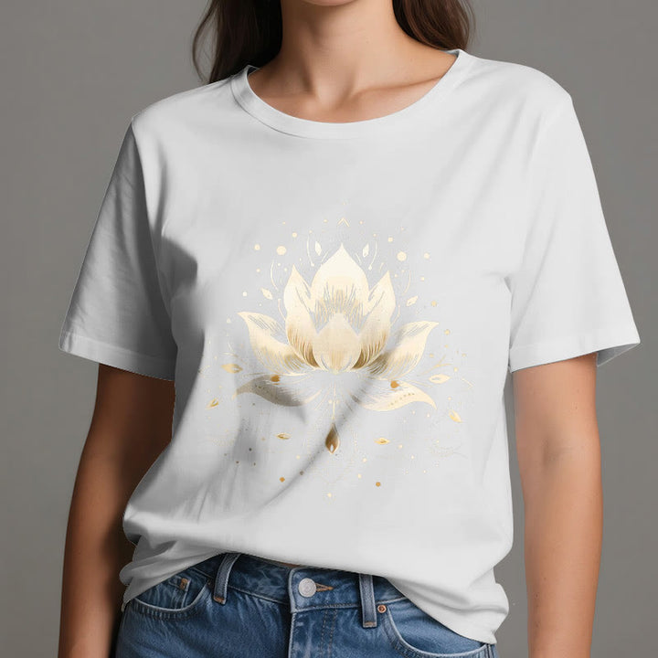Camiseta de algodón puro con loto floreciente de Olivenorma - image 7