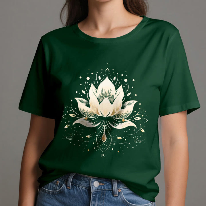 Camiseta de algodón puro con loto floreciente de Olivenorma - image 21