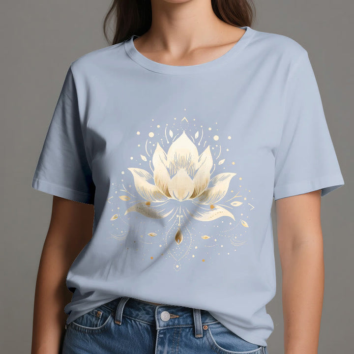 Camiseta de algodón puro con loto floreciente de Olivenorma - image 13