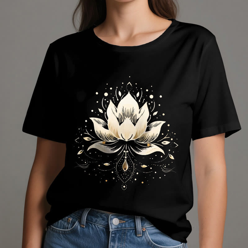 Camiseta de algodón puro con loto floreciente de Olivenorma - image 2