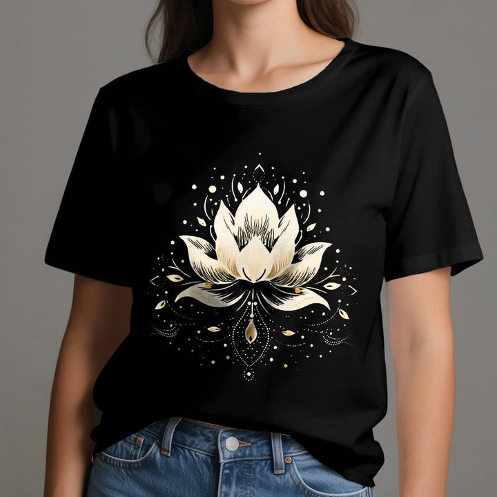 Camiseta de algodón puro con loto floreciente de Olivenorma - image 2