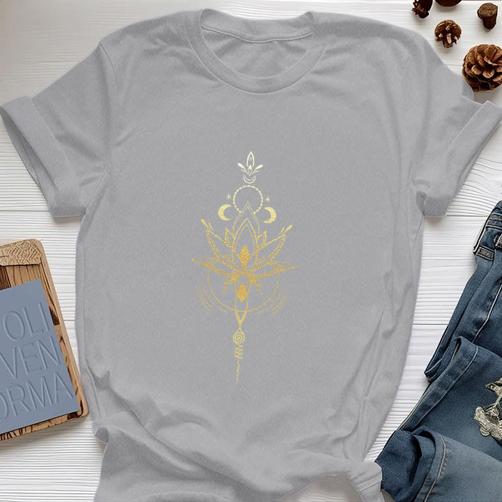 Camiseta de algodón Olivenorma con protección de loto y fases lunares - Gris - 2XL - image 10