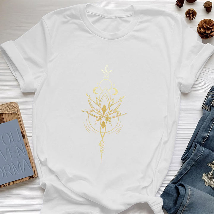 Camiseta de algodón Olivenorma con protección de loto y fases lunares - Blanco - 2XL - image 6