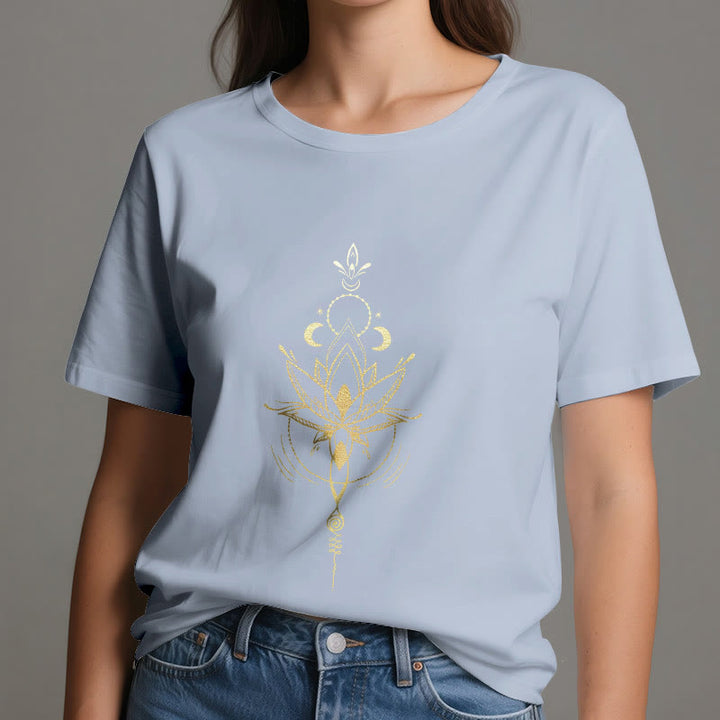 Camiseta de algodón Olivenorma con protección de loto y fases lunares - image 15