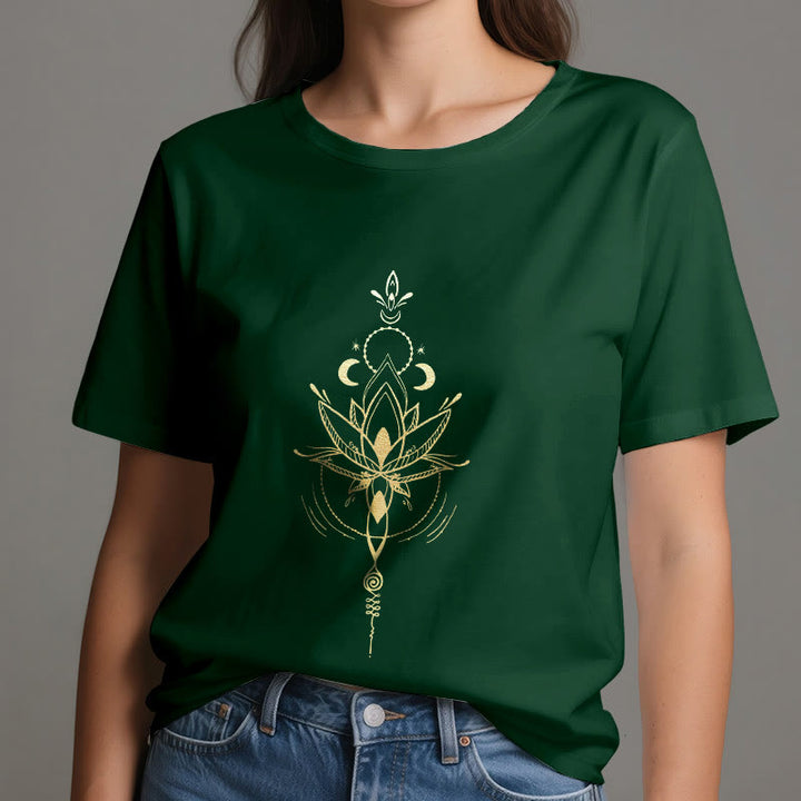 Camiseta de algodón Olivenorma con protección de loto y fases lunares - image 2