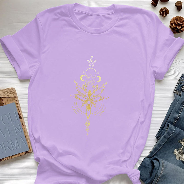 Camiseta de algodón Olivenorma con protección de loto y fases lunares - Púrpura - 2XL - image 18