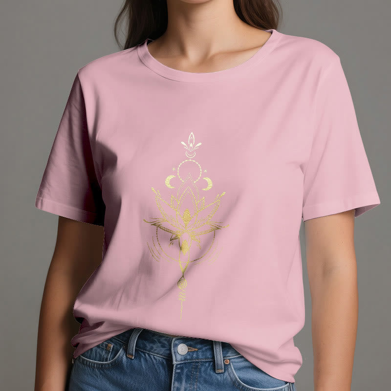 Camiseta de algodón Olivenorma con protección de loto y fases lunares - image 17