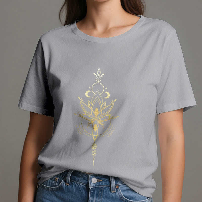 Camiseta de algodón Olivenorma con protección de loto y fases lunares - image 11