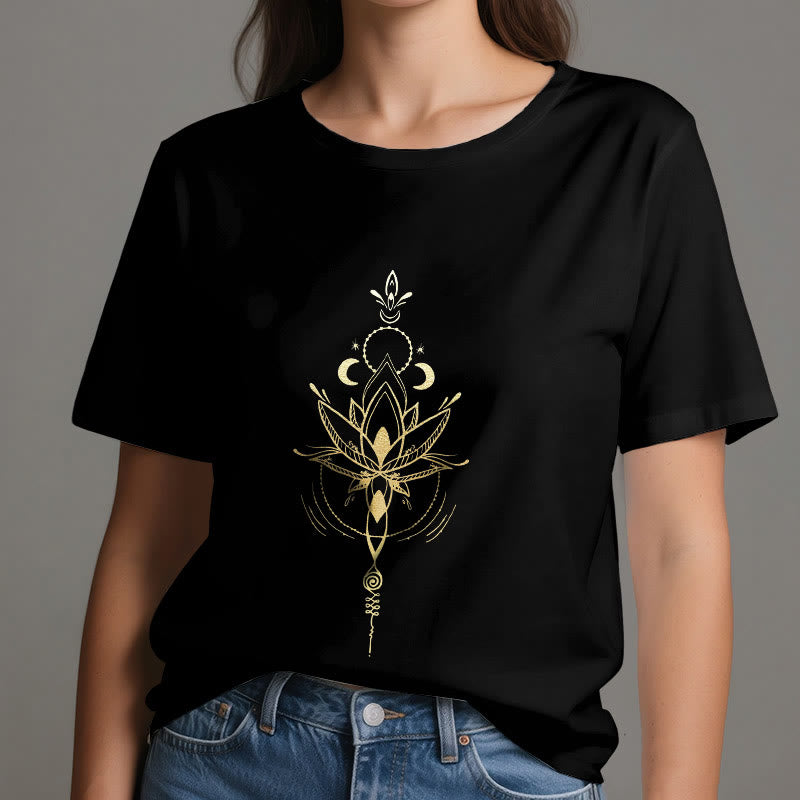 Camiseta de algodón Olivenorma con protección de loto y fases lunares - image 9