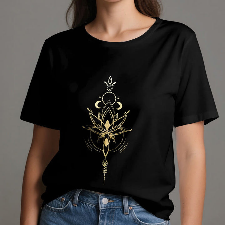 Camiseta de algodón Olivenorma con protección de loto y fases lunares - image 9