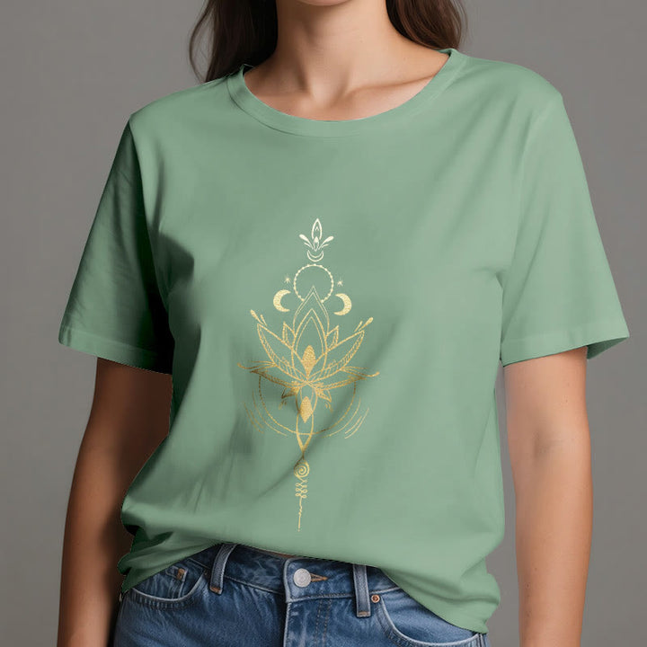 Camiseta de algodón Olivenorma con protección de loto y fases lunares - image 21