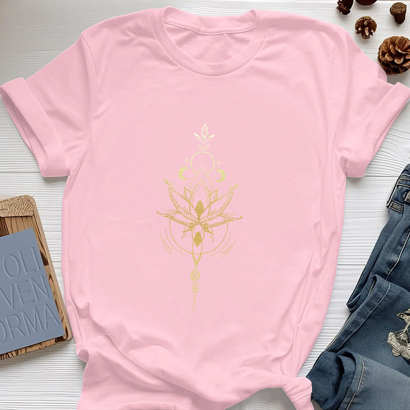 Camiseta de algodón Olivenorma con protección de loto y fases lunares - Rosa - 2XL - image 16