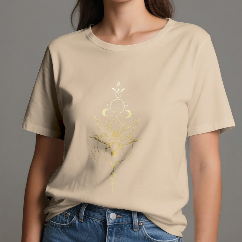 Camiseta de algodón Olivenorma con protección de loto y fases lunares - image 13