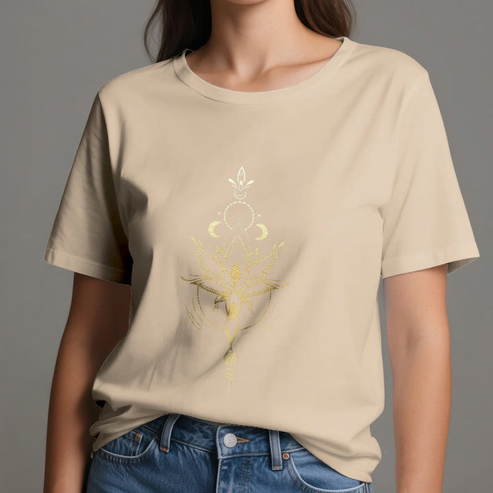 Camiseta de algodón Olivenorma con protección de loto y fases lunares - image 13