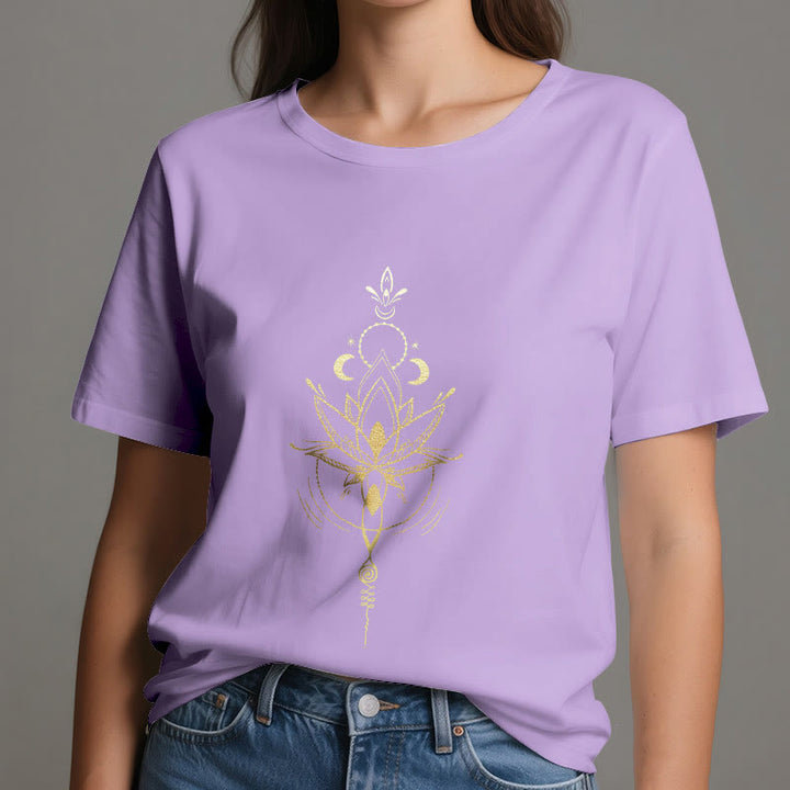 Camiseta de algodón Olivenorma con protección de loto y fases lunares - image 19