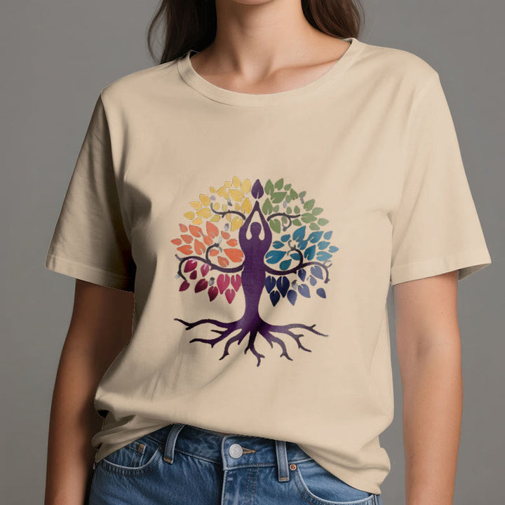 Camiseta de algodón espiritual "Árbol de yoga" de Olivenorma - image 11