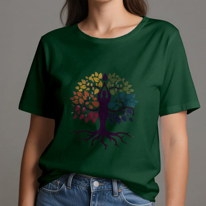 Camiseta de algodón espiritual "Árbol de yoga" de Olivenorma - image 21
