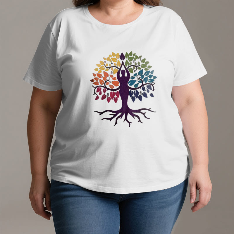 Camiseta de algodón espiritual "Árbol de yoga" de Olivenorma - image 3