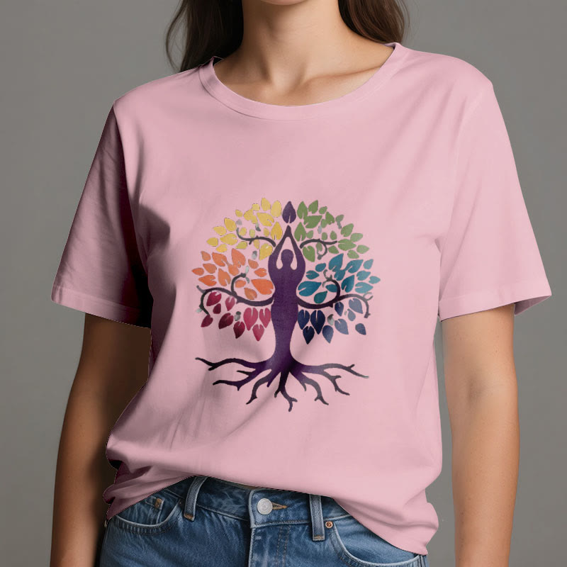 Camiseta de algodón espiritual "Árbol de yoga" de Olivenorma - image 15