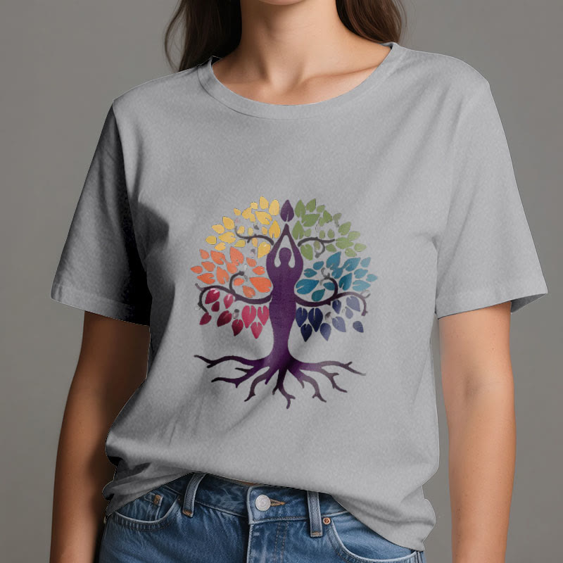 Camiseta de algodón espiritual "Árbol de yoga" de Olivenorma - image 9