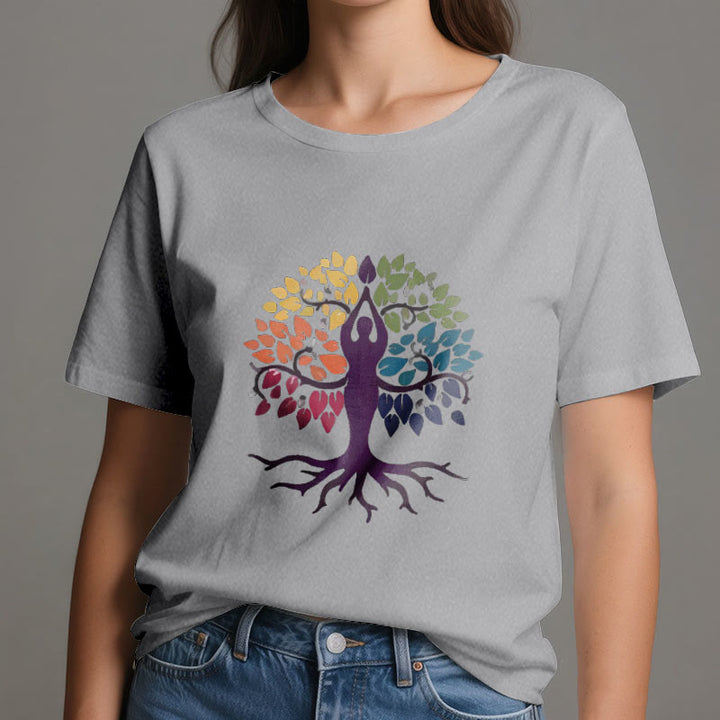 Camiseta de algodón espiritual "Árbol de yoga" de Olivenorma - image 9