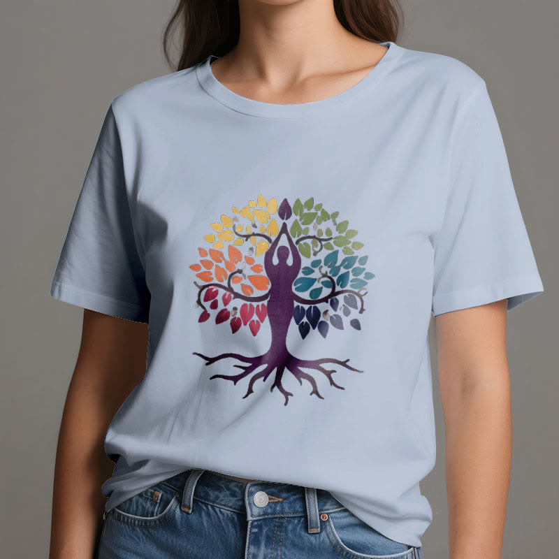 Camiseta de algodón espiritual "Árbol de yoga" de Olivenorma - image 13