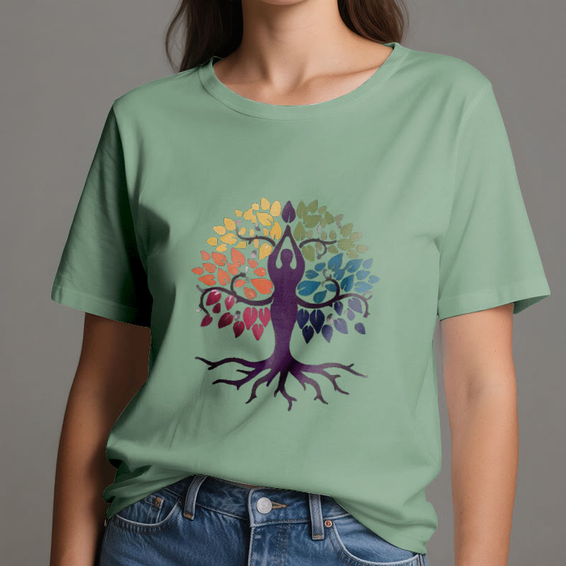 Camiseta de algodón espiritual "Árbol de yoga" de Olivenorma - image 19