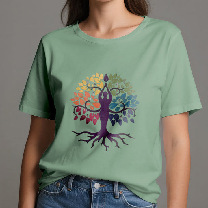 Camiseta de algodón espiritual "Árbol de yoga" de Olivenorma - image 19