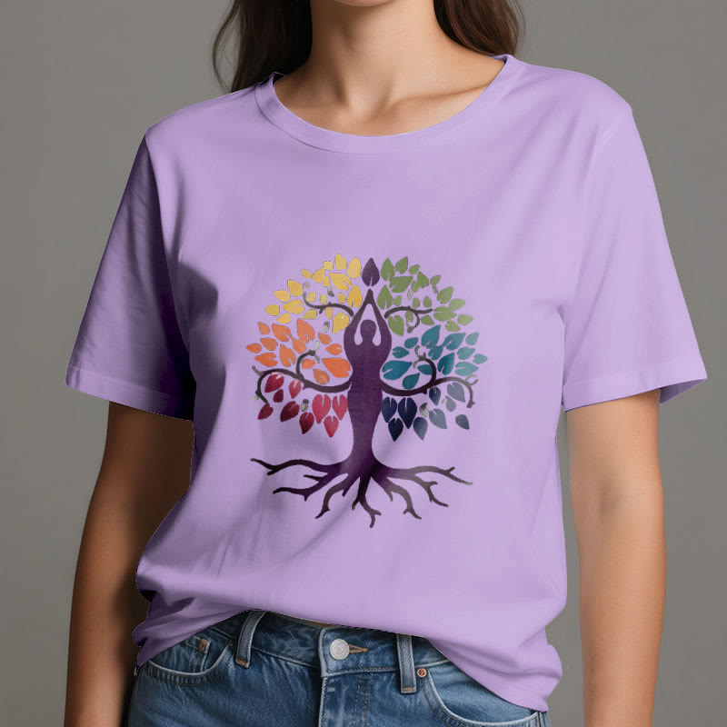 Camiseta de algodón espiritual "Árbol de yoga" de Olivenorma - image 17