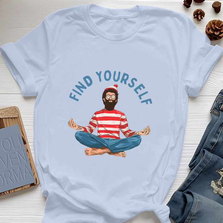 Olivenorma "Encuéntrate a ti mismo" Camiseta de algodón de meditación espiritual - Azul - 2XL - image 14