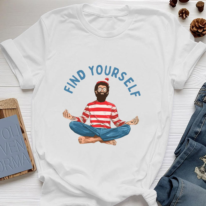 Olivenorma "Encuéntrate a ti mismo" Camiseta de algodón de meditación espiritual - Blanco - 2XL - image 6