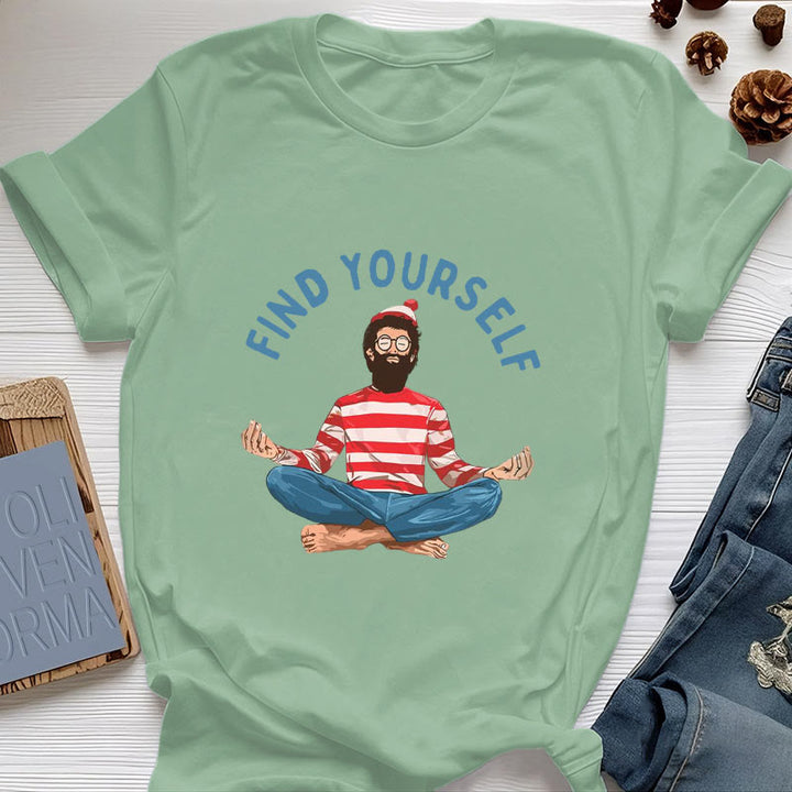 Olivenorma "Encuéntrate a ti mismo" Camiseta de algodón de meditación espiritual - Verde claro - 2XL - image 1