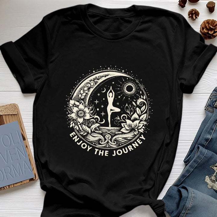 Camiseta espiritual de yoga Olivenorma "DISFRUTA EL VIAJE" - Negro - 2XL - image 8