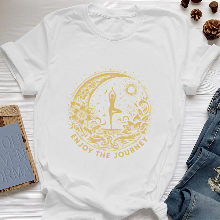 Camiseta espiritual de yoga Olivenorma "DISFRUTA EL VIAJE" - Blanco - 2XL - image 6