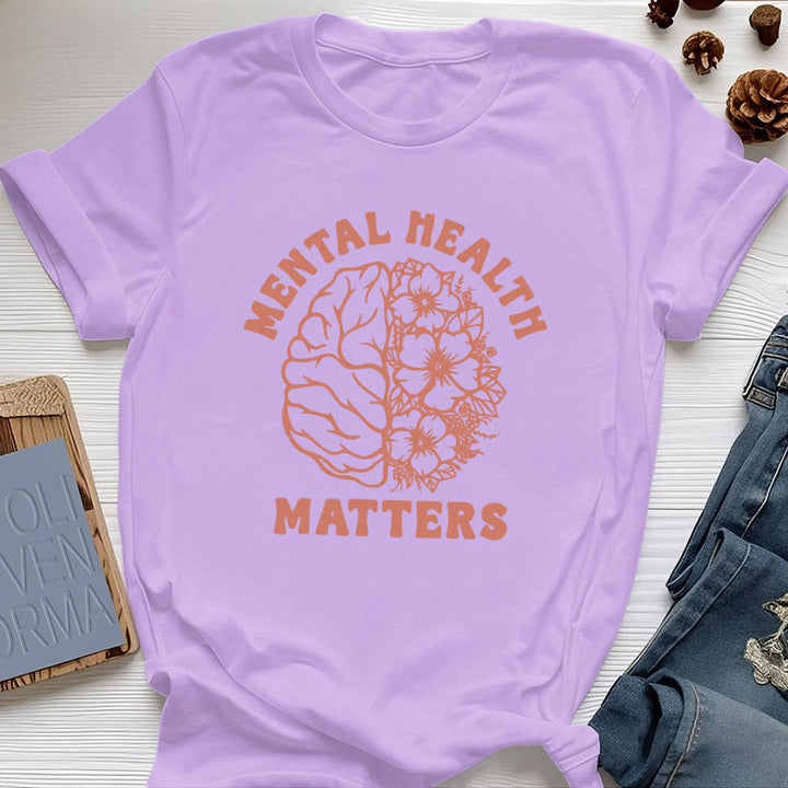 Olivenorma - Camiseta de algodón inspiradora "LA SALUD MENTAL IMPORTA" - Púrpura - 2XL - image 1