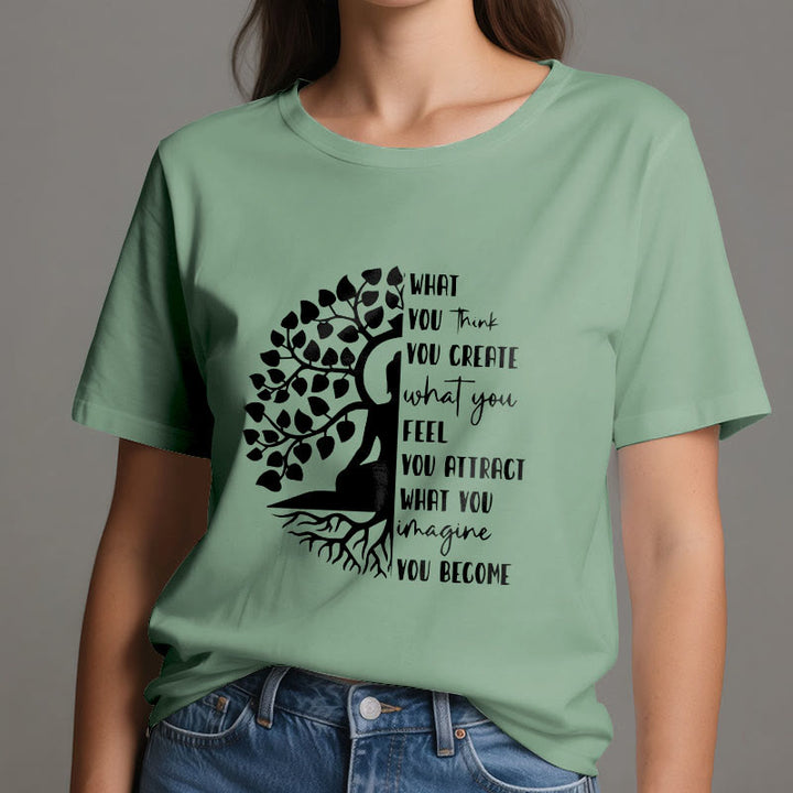 Camiseta de algodón de meditación de yoga del Árbol de la Vida de Olivenorma - image 2