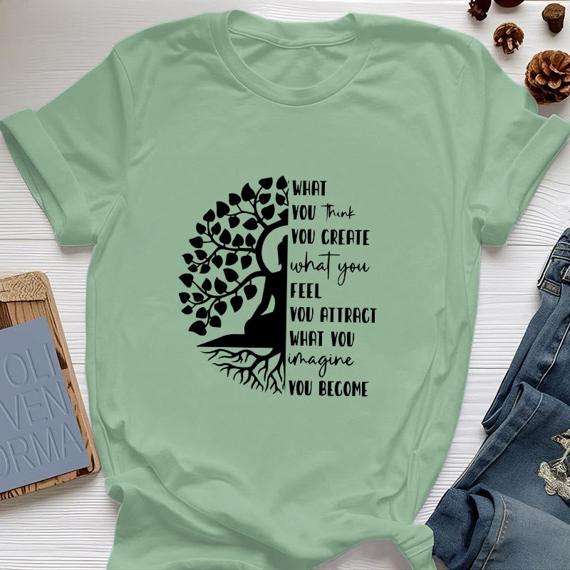Camiseta de algodón de meditación de yoga del Árbol de la Vida de Olivenorma - Verde claro - 2XL - image 1