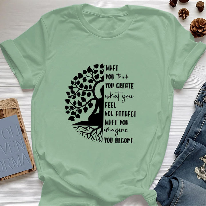Camiseta de algodón de meditación de yoga del Árbol de la Vida de Olivenorma - Verde claro - 2XL - image 1