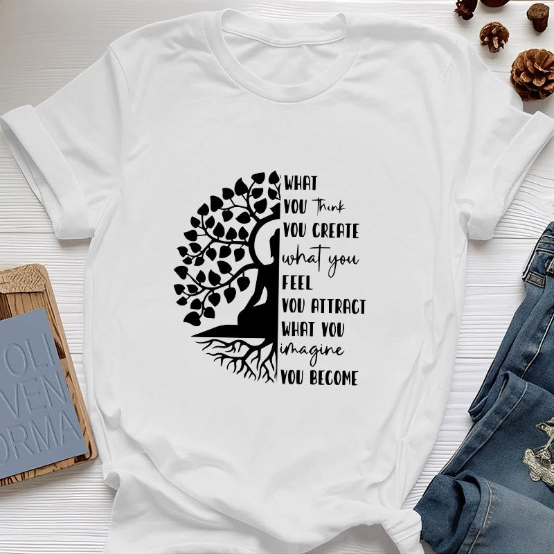 Camiseta de algodón de meditación de yoga del Árbol de la Vida de Olivenorma - Blanco - 2XL - image 6