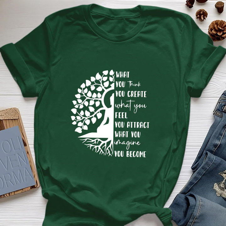Camiseta de algodón de meditación de yoga del Árbol de la Vida de Olivenorma - Verde oscuro - 2XL - image 20