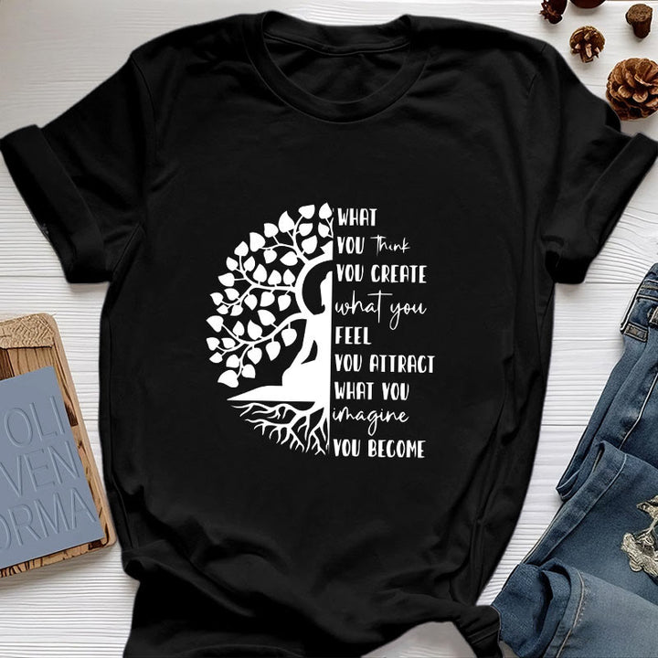 Camiseta de algodón de meditación de yoga del Árbol de la Vida de Olivenorma - Negro - 2XL - image 8