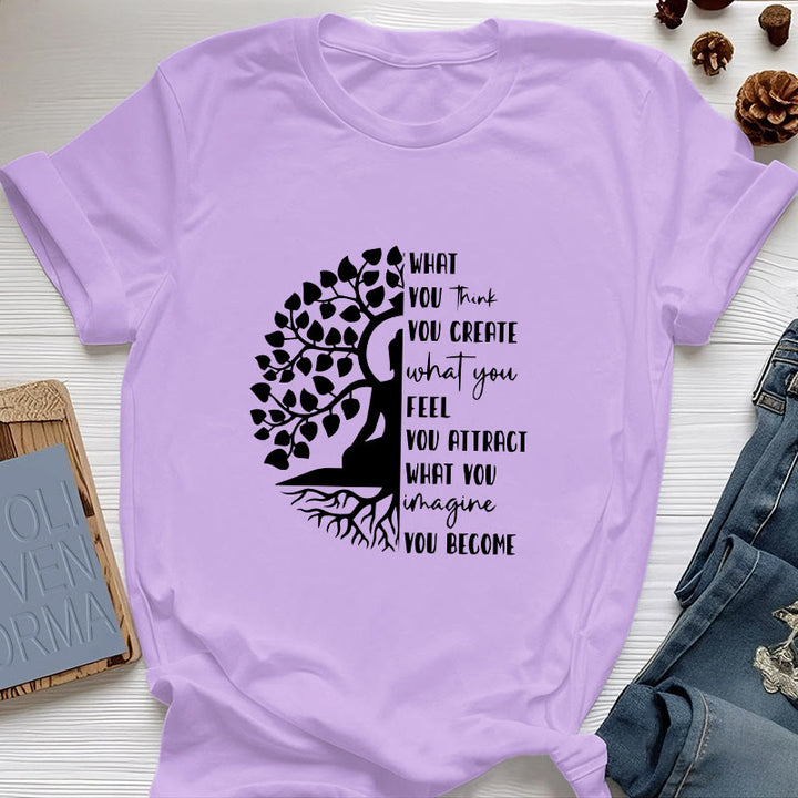 Camiseta de algodón de meditación de yoga del Árbol de la Vida de Olivenorma - Púrpura - 2XL - image 18