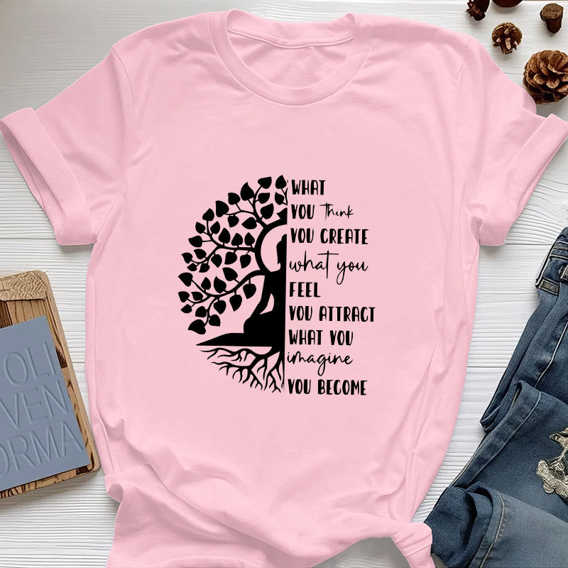 Camiseta de algodón de meditación de yoga del Árbol de la Vida de Olivenorma - Rosa - 2XL - image 16
