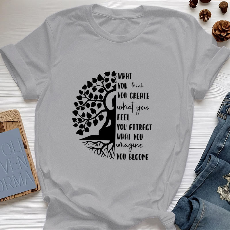 Camiseta de algodón de meditación de yoga del Árbol de la Vida de Olivenorma - Gris - 2XL - image 10