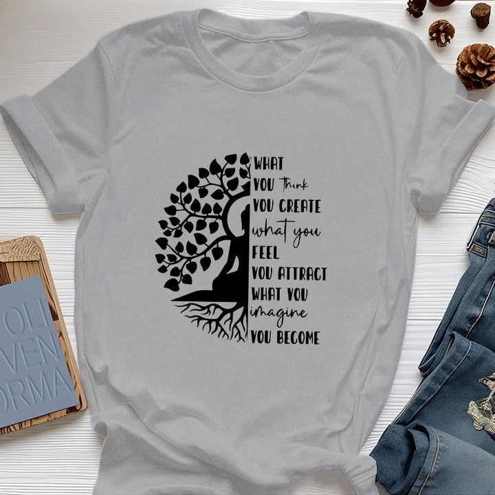 Camiseta de algodón de meditación de yoga del Árbol de la Vida de Olivenorma - Gris - 2XL - image 10