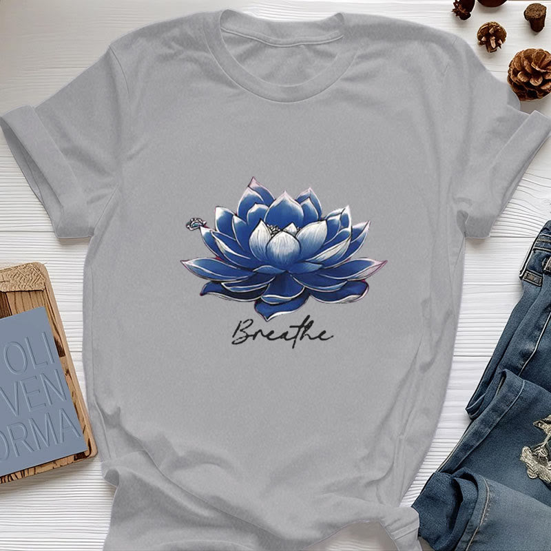Camiseta espiritual Olivenorma "BREATHE" de Lotus Yoga Apparel - Gris - 2XL - image 10
