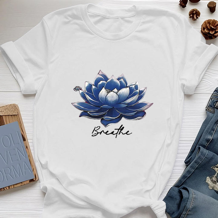 Camiseta espiritual Olivenorma "BREATHE" de Lotus Yoga Apparel - Blanco - 2XL - image 6