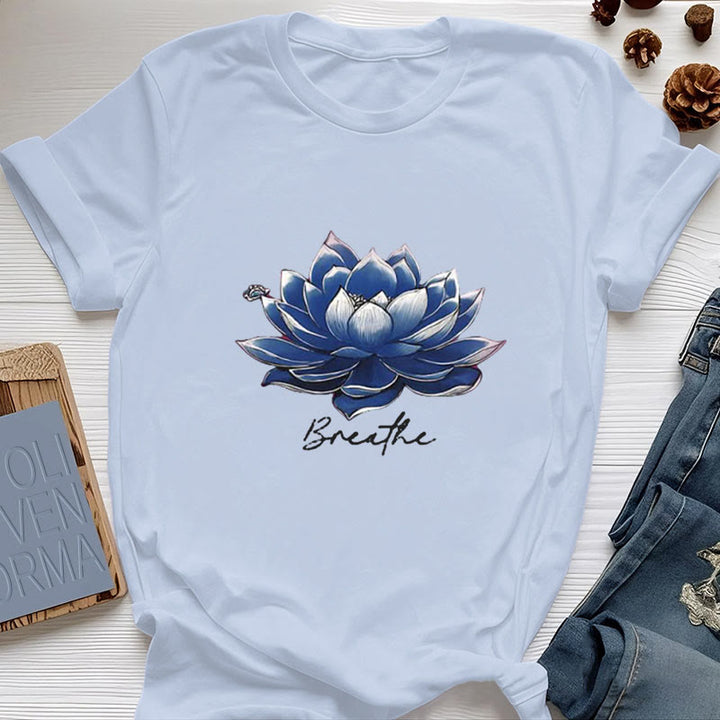 Camiseta espiritual Olivenorma "BREATHE" de Lotus Yoga Apparel - Azul - 2XL - image 12