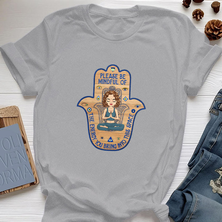 Camiseta de protección espiritual con la mano de hamsa de Olivenorma - Gris - 2XL - image 8